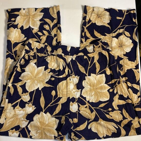 Joie Wide Leg Linen Blend Floral Botanical Elastic Waistband Pockets Beachy L - Picture 3 of 13